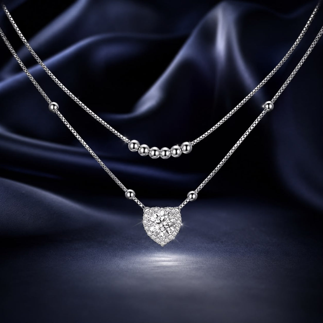 925 Sterling Silver 6.5mm Moissanite Necklace with Pavé Setting for Women  DestGlow