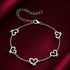 925 Sterling Silver 15+6cm 0.8cm Heart White Gold Plated Bracelet for Women  DestGlow