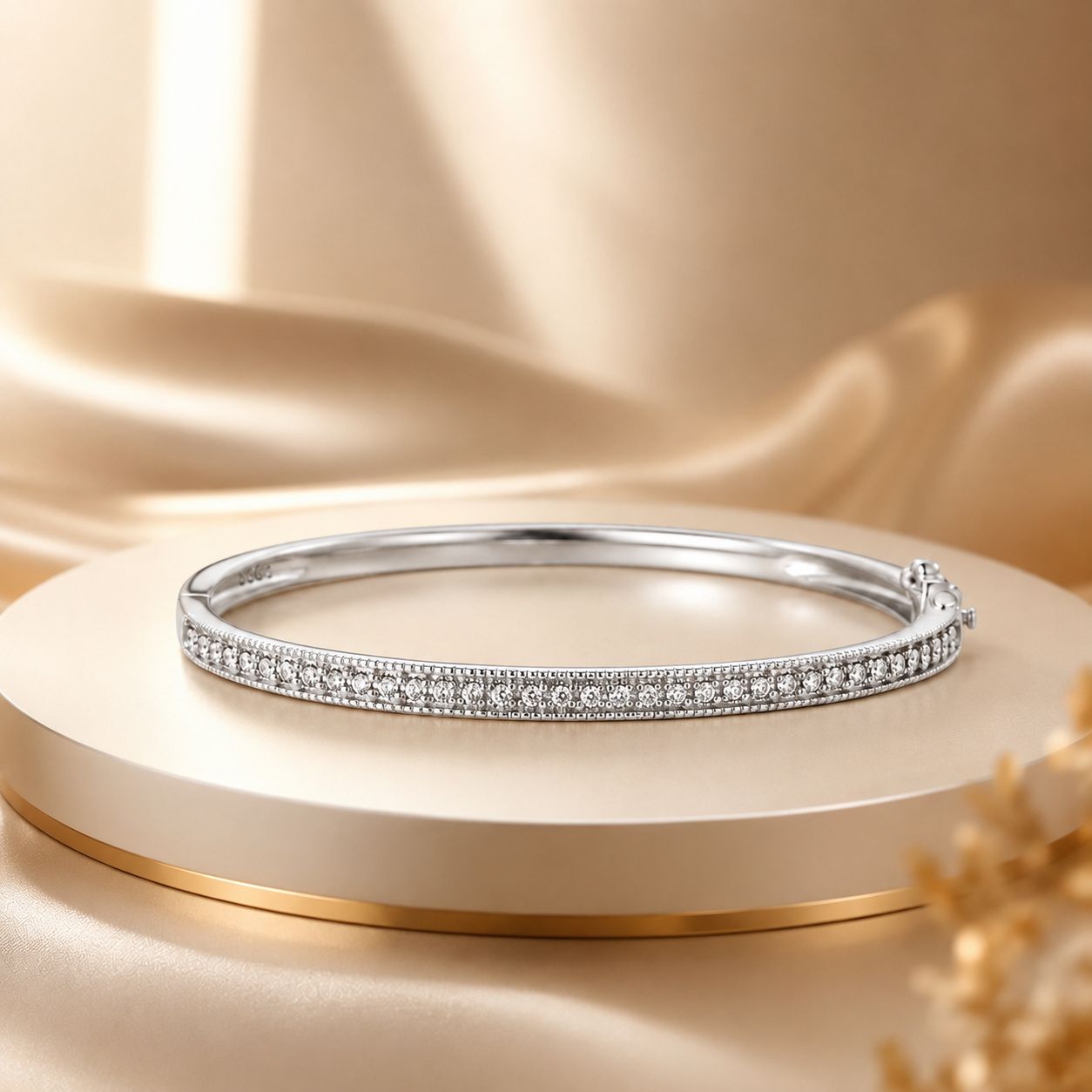 925 Silver &amp; Platinum Pavé Setting CZ Bracelets, Size 17.0 mm for Women  DestGlow