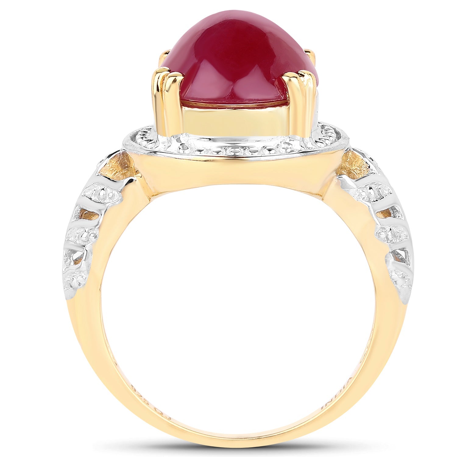 14K Yellow Gold Plated 4.46 Carat Genuine Glass Filled Ruby .925 Sterling Silver Ring by Bids.com
