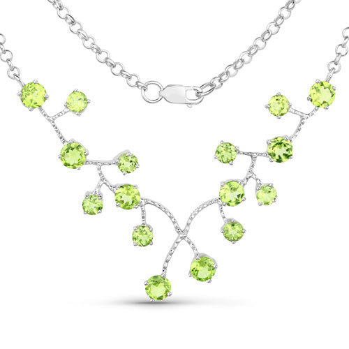 6.00 Carat Genuine Peridot .925 Sterling Silver Necklace by Bids.com