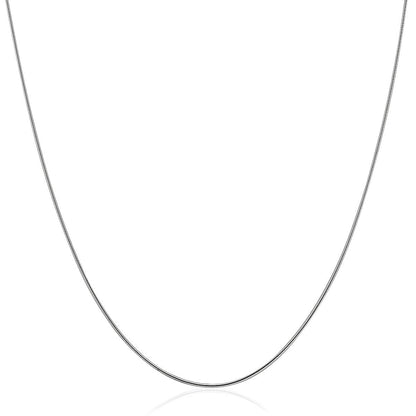 14k White Gold Thin Motif Round Omega Necklace by Bids.com