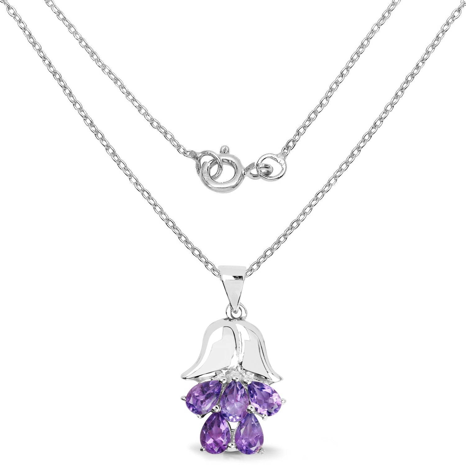 1.85 Carat Genuine Amethyst .925 Sterling Silver Pendant  DestGlow