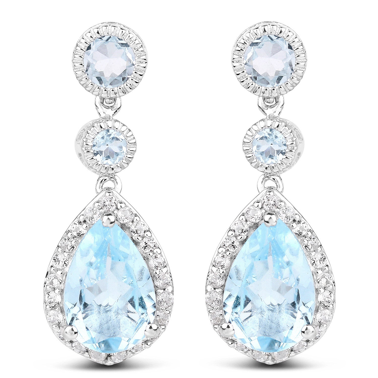 9.46 Carat Genuine Blue Topaz and White Topaz .925 Sterling Silver Earrings by Bids.com
