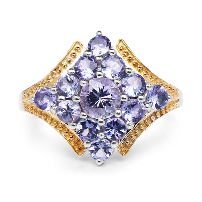 Two Tone Plated 1.67 Carat Genuine Tanzanite .925 Sterling Silver Ring by Bids.com