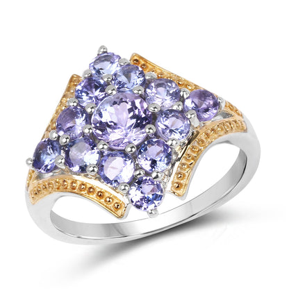 Two Tone Plated 1.67 Carat Genuine Tanzanite .925 Sterling Silver Ring by Bids.com