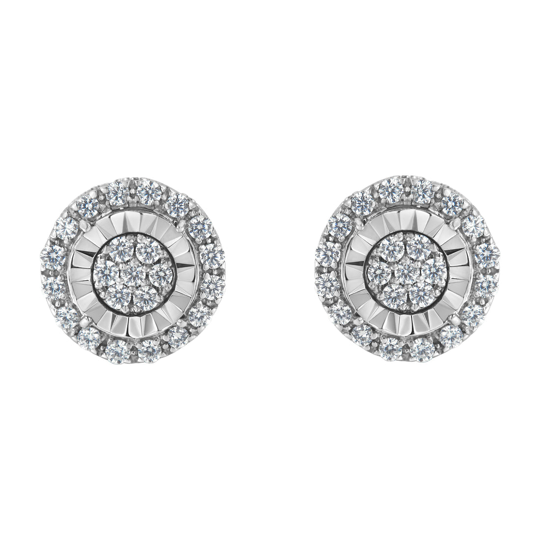 Sterling Silver Diamond Cluster Earrings (1 cttw, I-J Color, I2-I3 Clarity) by Bids.com