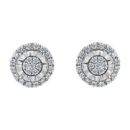 Sterling Silver Diamond Cluster Earrings (1 cttw, I-J Color, I2-I3 Clarity) by Bids.com