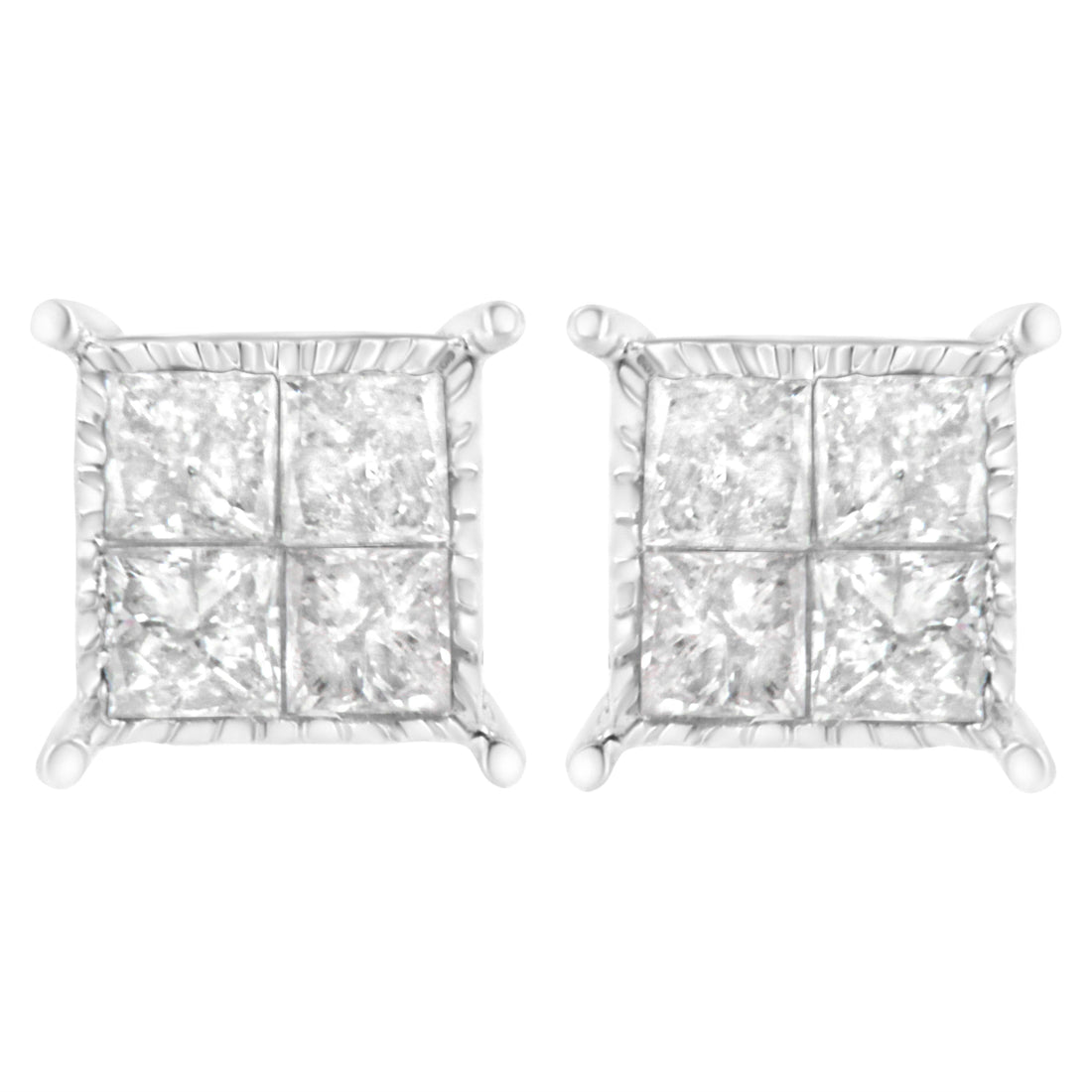 Sterling Silver 3/4 cttw Composite Diamond Stud Earrings (I-J, I2-I3) by Bids.com