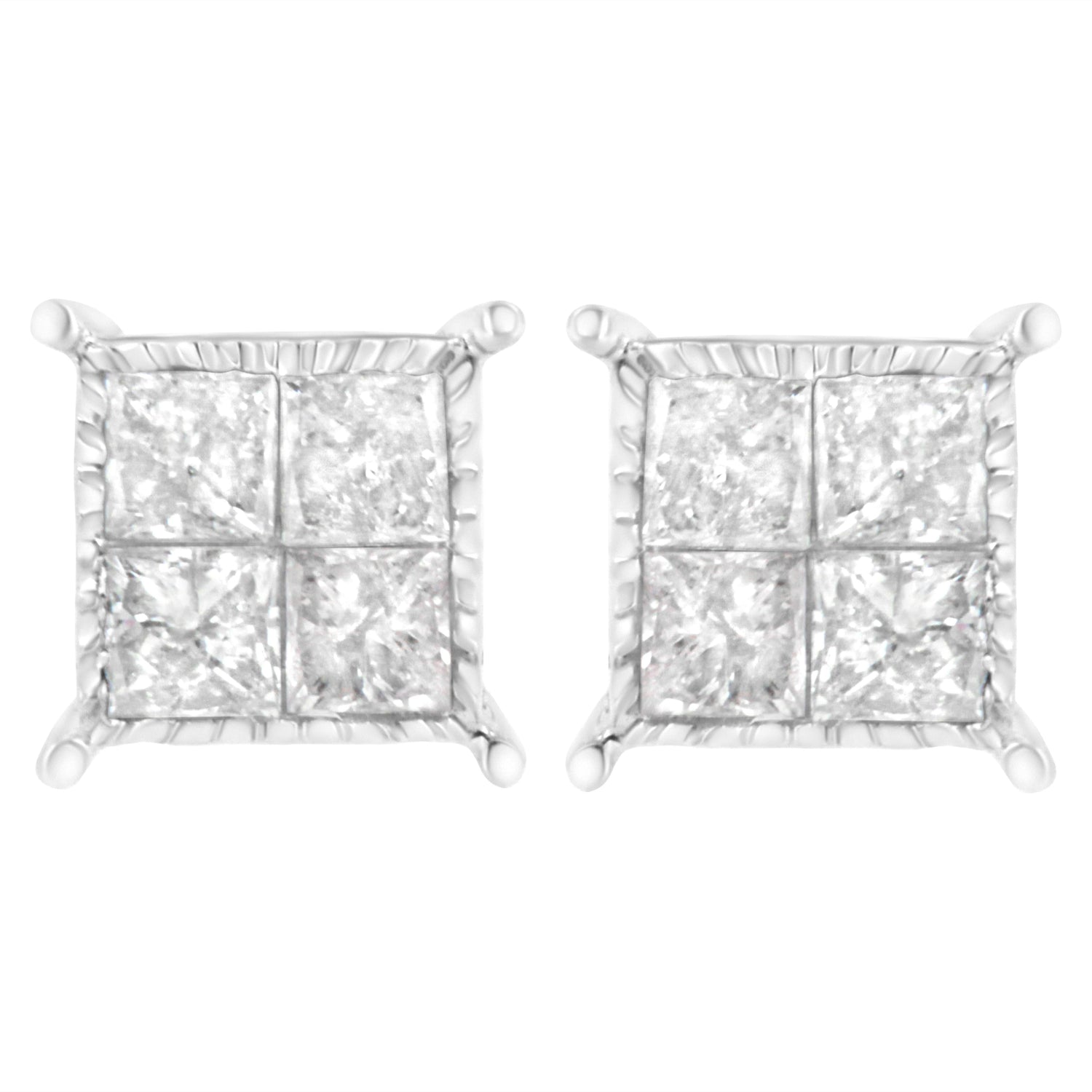 Sterling Silver 3/4 cttw Composite Diamond Stud Earrings (I-J, I2-I3) by Bids.com