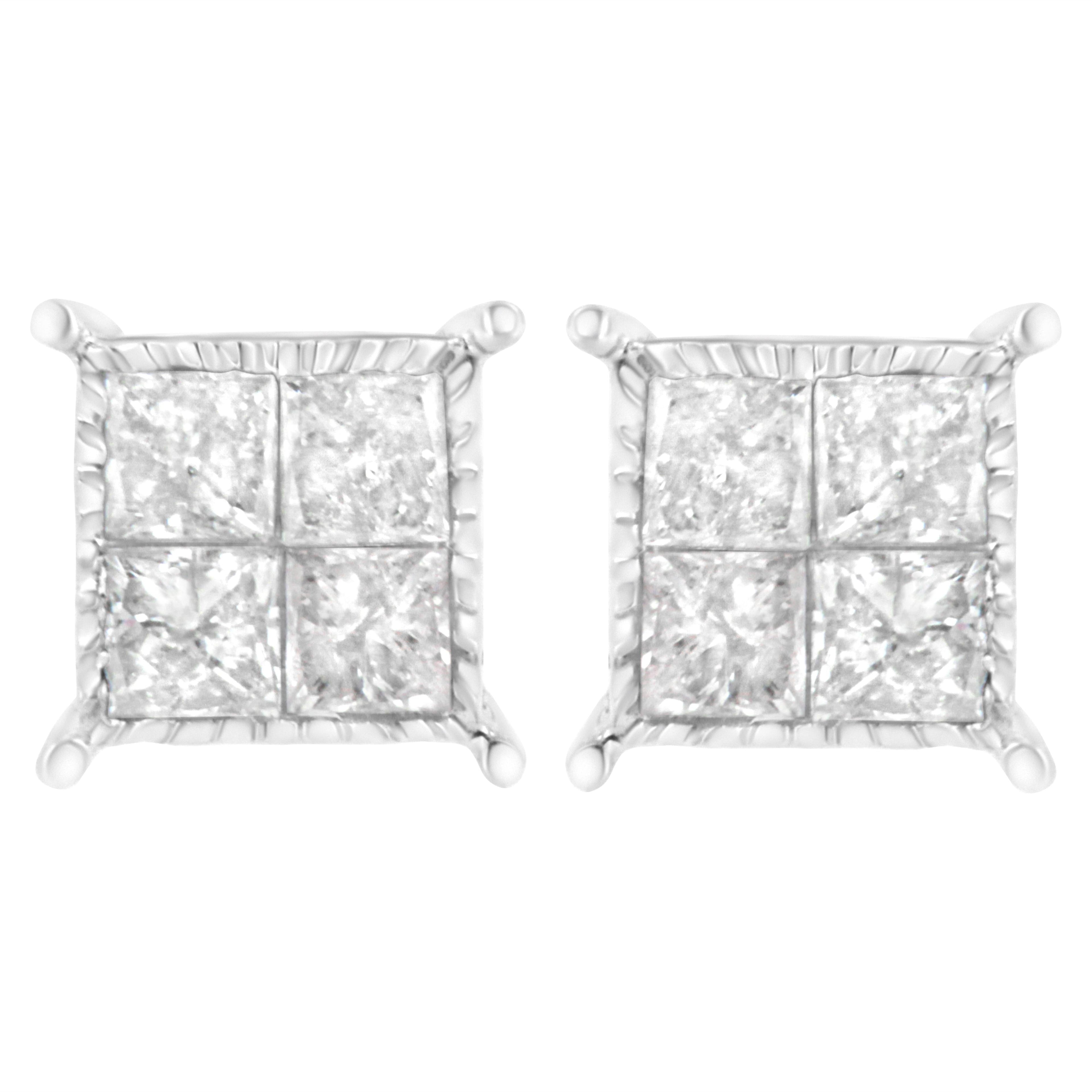 Sterling Silver 3/4 cttw Composite Diamond Stud Earrings (I-J, I2-I3) by Bids.com