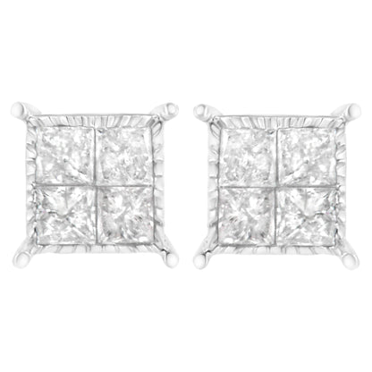 Sterling Silver 3/4 cttw Composite Diamond Stud Earrings (I-J, I2-I3) by Bids.com