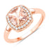 1.36 Carat Genuine Morganite and White Diamond 14K Rose Gold Ring  DestGlow