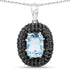 6.70 Carat Genuine Blue Topaz and Black Spinel .925 Sterling Silver Pendant by Bids.com