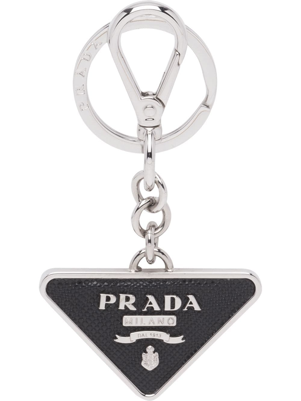 Prada Men Saffiano Leather And Metal Keychain by Luosophy