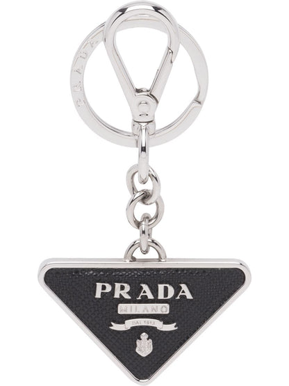 Prada Men Saffiano Leather And Metal Keychain by Luosophy