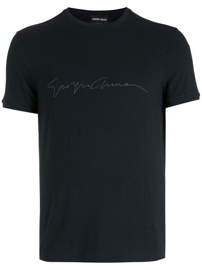 Giorgio Armani Men Asv Stretch-Viscose T-Shirt With Signature Logo by Luosophy