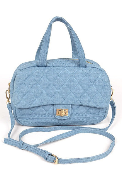 Quilted Denim Weekender Gym Bag - Large Travel Duffle Bag for Sports & Fitness