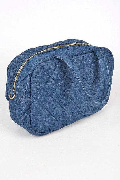 Quilted Denim Weekender Gym Bag - Large Travel Duffle Bag for Sports & Fitness