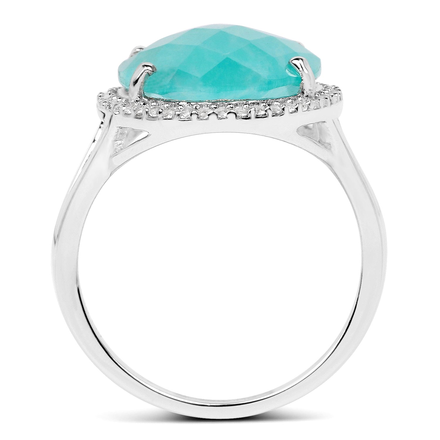8.14 Carat Genuine Amazonite And White Topaz .925 Sterling Silver Ring by Bids.com