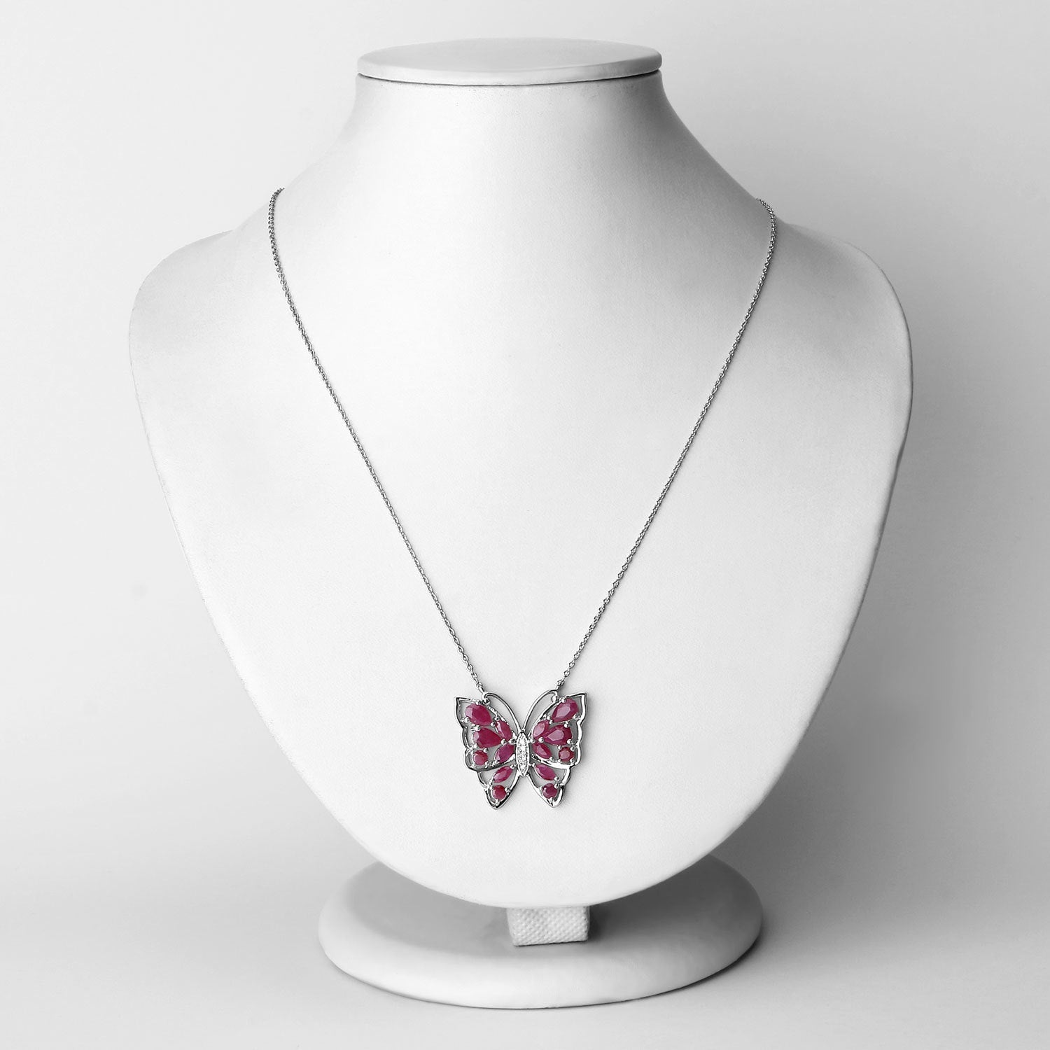 2.88 Carat Genuine Ruby and White Zircon .925 Sterling Silver Necklace by Bids.com