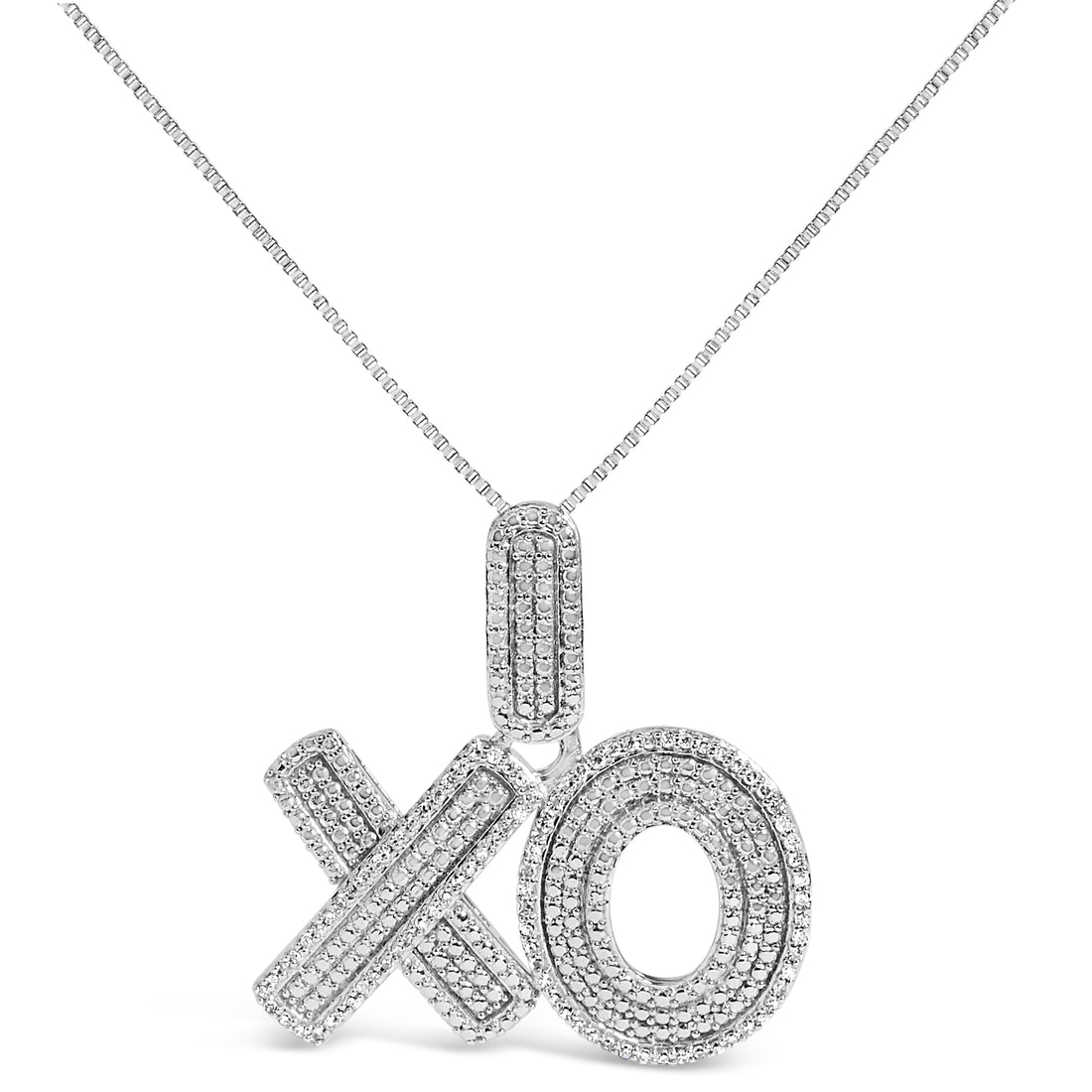 Sterling Silver 1/4 Cttw Diamond PavÃ© XO Pendant Necklace by Bids.com
