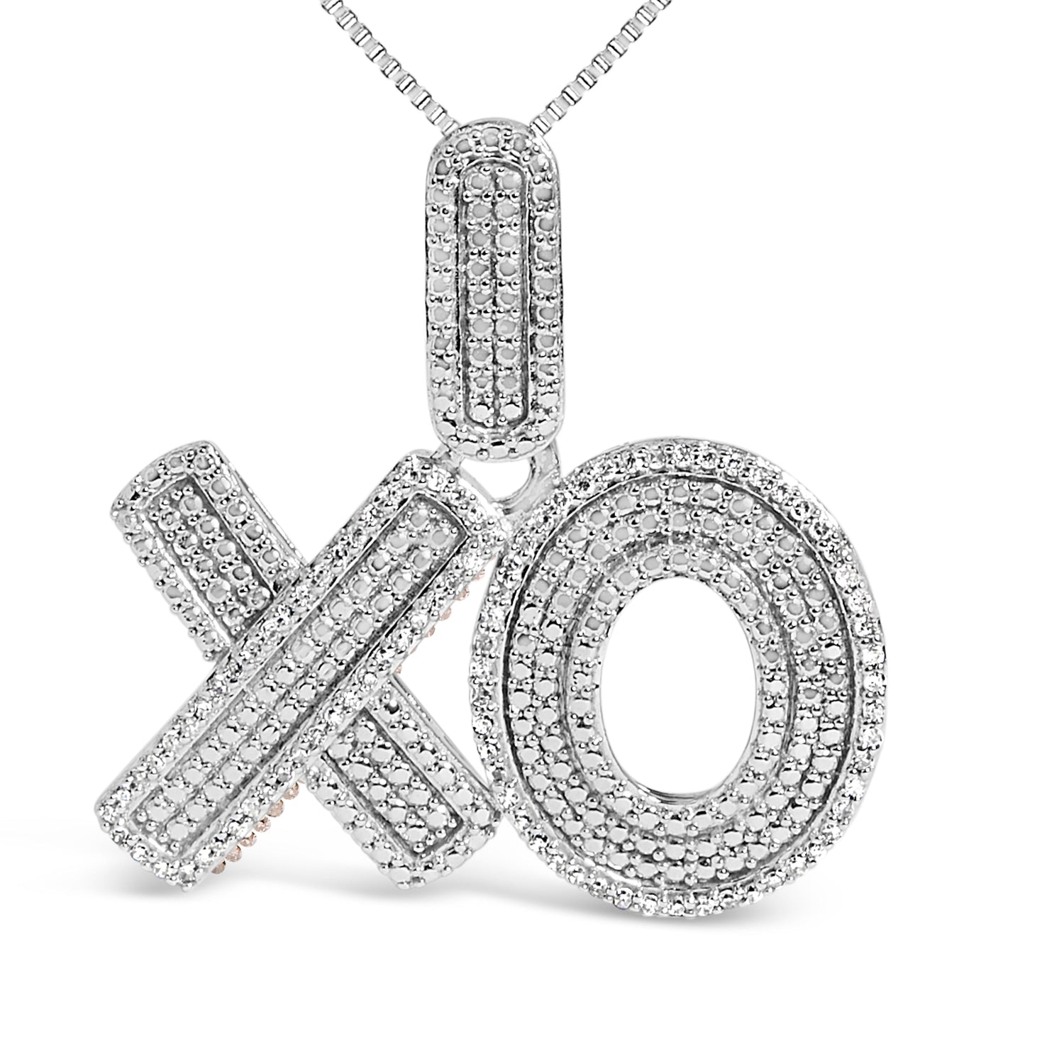 Sterling Silver 1/4 Cttw Diamond PavÃ© XO Pendant Necklace by Bids.com