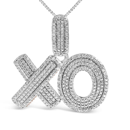 Sterling Silver 1/4 Cttw Diamond PavÃ© XO Pendant Necklace by Bids.com