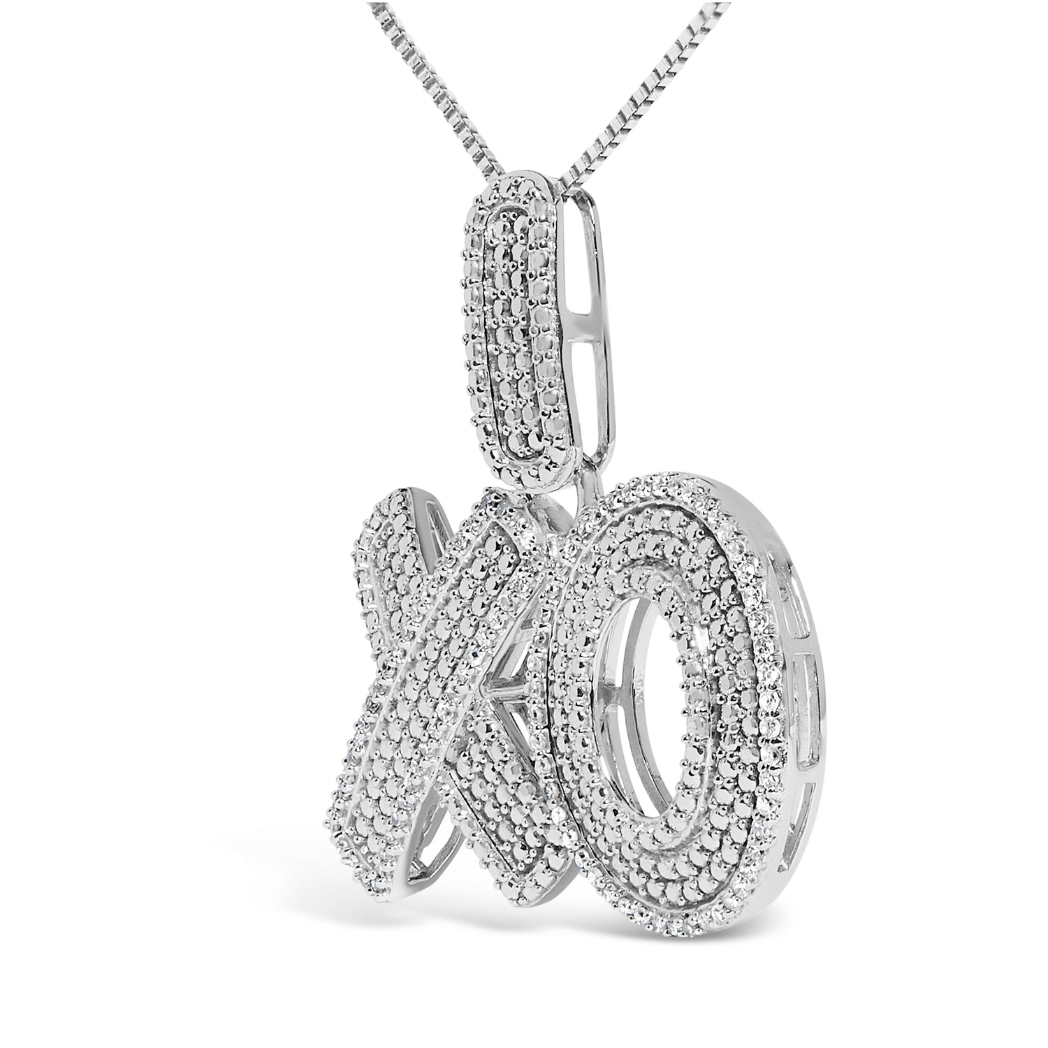 Sterling Silver 1/4 Cttw Diamond PavÃ© XO Pendant Necklace by Bids.com