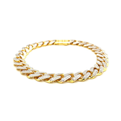 14k Two Tone Gold 8 1/4 inch Curb Chain Bracelet with White Pave by Bids.com