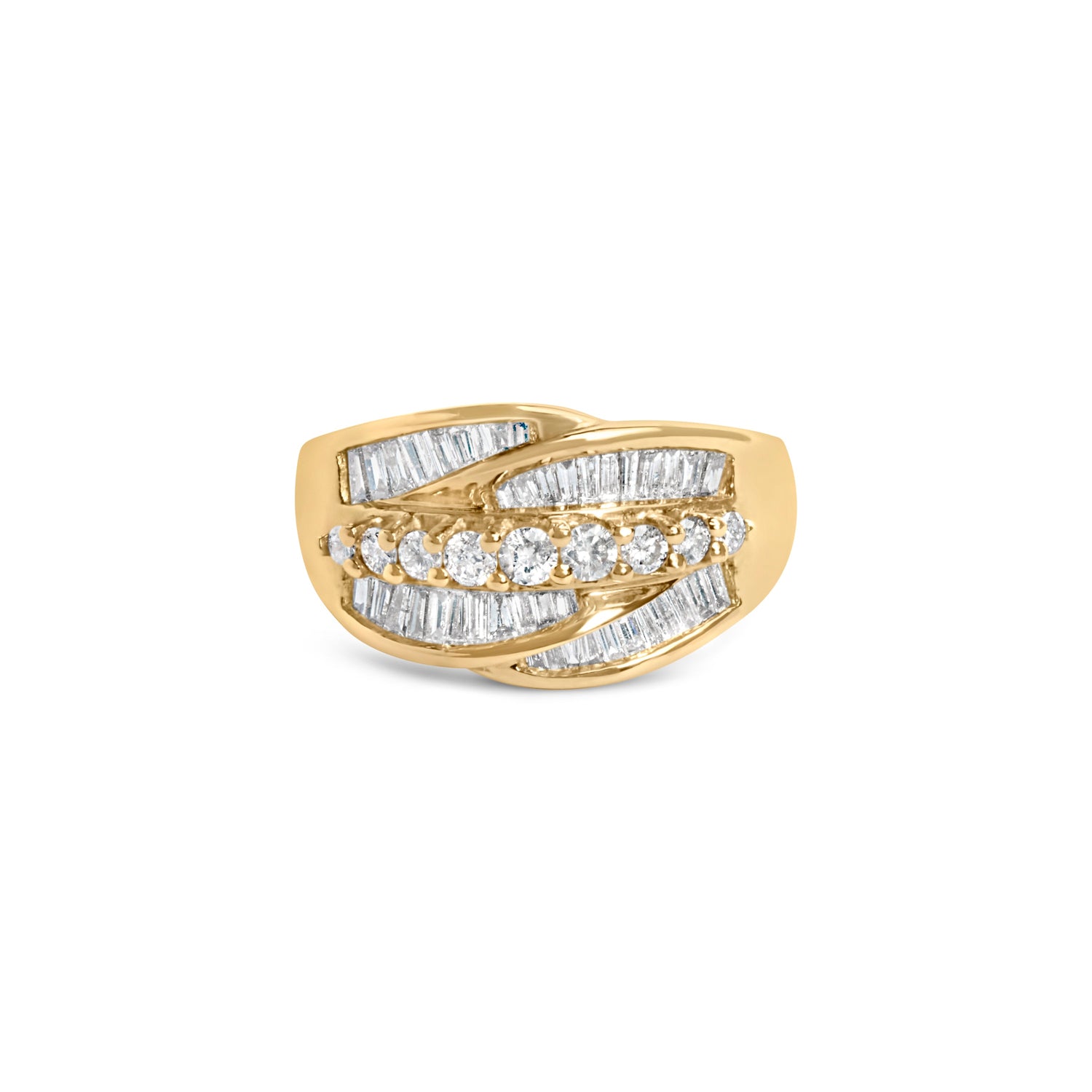 14K Yellow Gold 1.00 Cttw Diamond Cocktall Cluster 5 Stone Ring (H-I Color, SI1-I1 Clarity) - Ring Size 7 by Bids.com