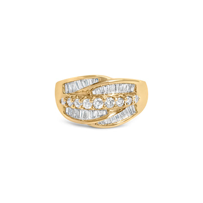 14K Yellow Gold 1.00 Cttw Diamond Cocktall Cluster 5 Stone Ring (H-I Color, SI1-I1 Clarity) - Ring Size 7 by Bids.com