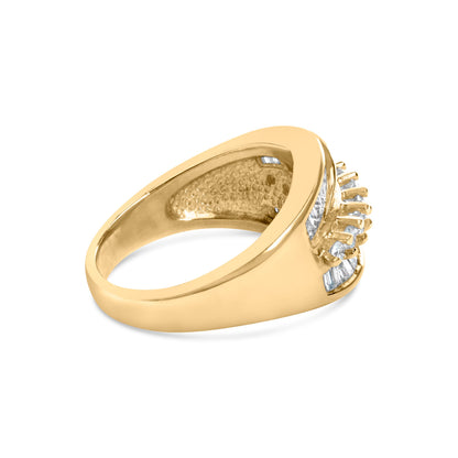 14K Yellow Gold 1.00 Cttw Diamond Cocktall Cluster 5 Stone Ring (H-I Color, SI1-I1 Clarity) - Ring Size 7 by Bids.com