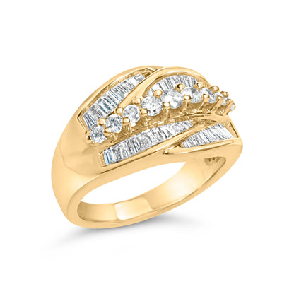 14K Yellow Gold 1.00 Cttw Diamond Cocktall Cluster 5 Stone Ring (H-I Color, SI1-I1 Clarity) - Ring Size 7 by Bids.com