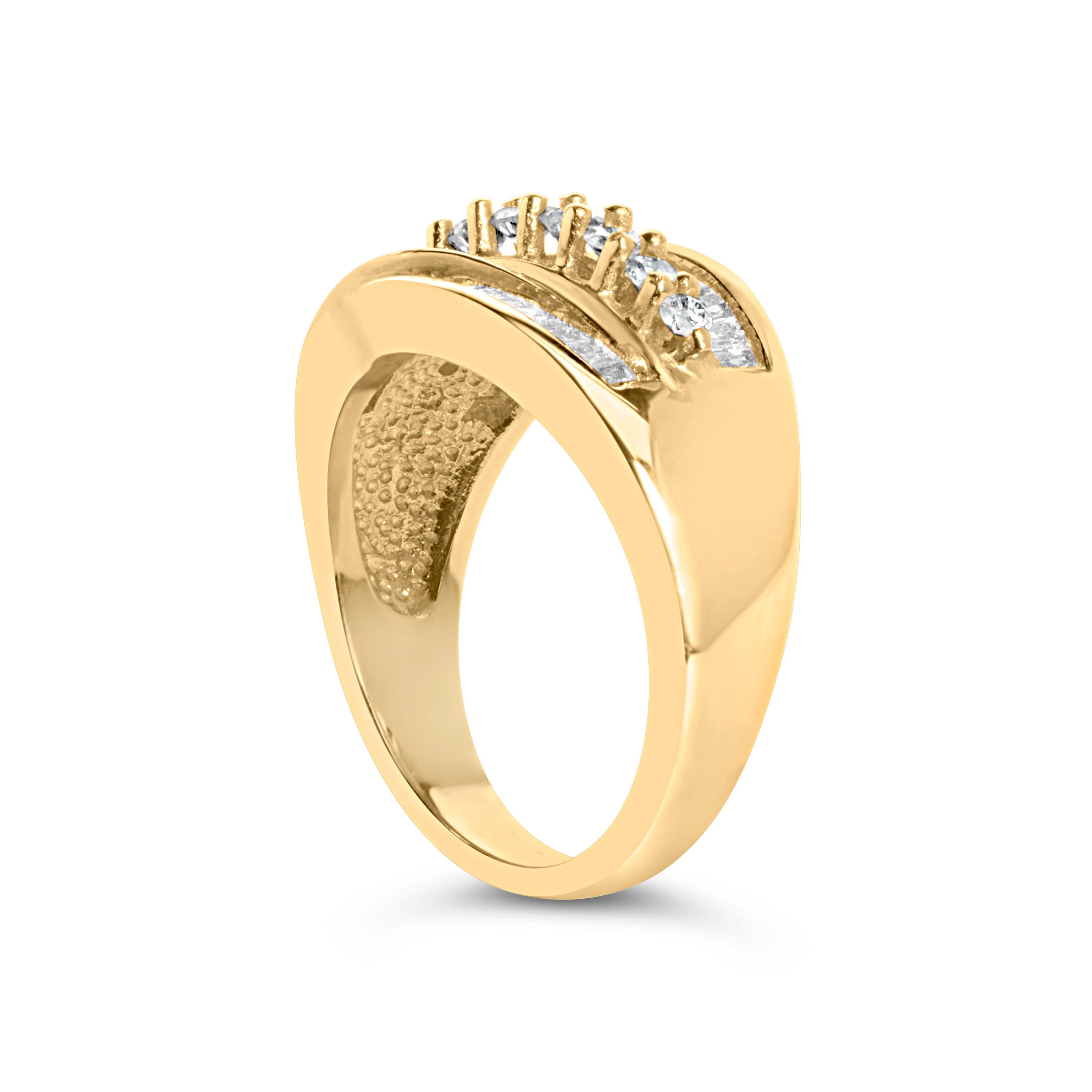 14K Yellow Gold 1.00 Cttw Diamond Cocktall Cluster 5 Stone Ring (H-I Color, SI1-I1 Clarity) - Ring Size 7 by Bids.com