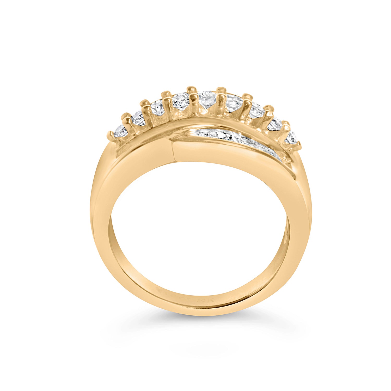 14K Yellow Gold 1.00 Cttw Diamond Cocktall Cluster 5 Stone Ring (H-I Color, SI1-I1 Clarity) - Ring Size 7 by Bids.com
