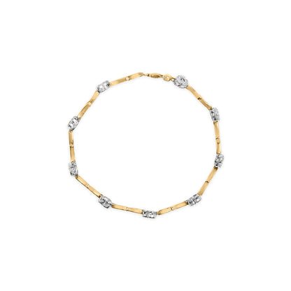 10k Two-Tone Gold 1/3 Cttw Diamond Pave Set Heart S-Link 7.25" Bracelet (I-J Color, I2-I3 Clarity) by Bids.com