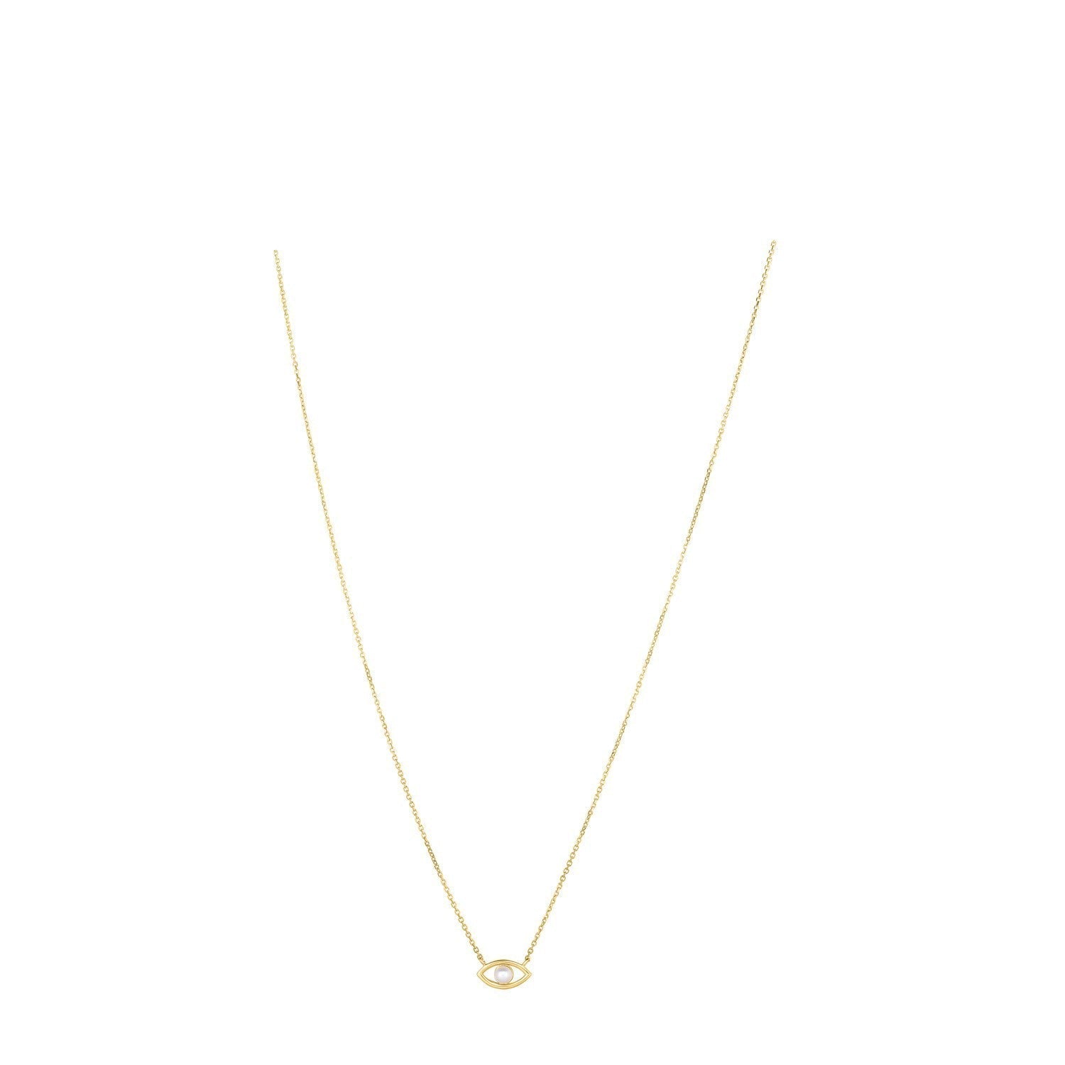 14k Yellow Gold Pearl Evil Eye Necklace  DestGlow