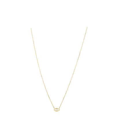 14k Yellow Gold Pearl Evil Eye Necklace  DestGlow