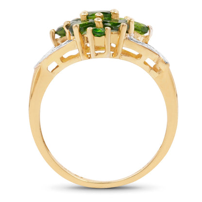 14K Yellow Gold Plated 1.26 Carat Genuine Chrome Diopside .925 Sterling Silver Ring  DestGlow