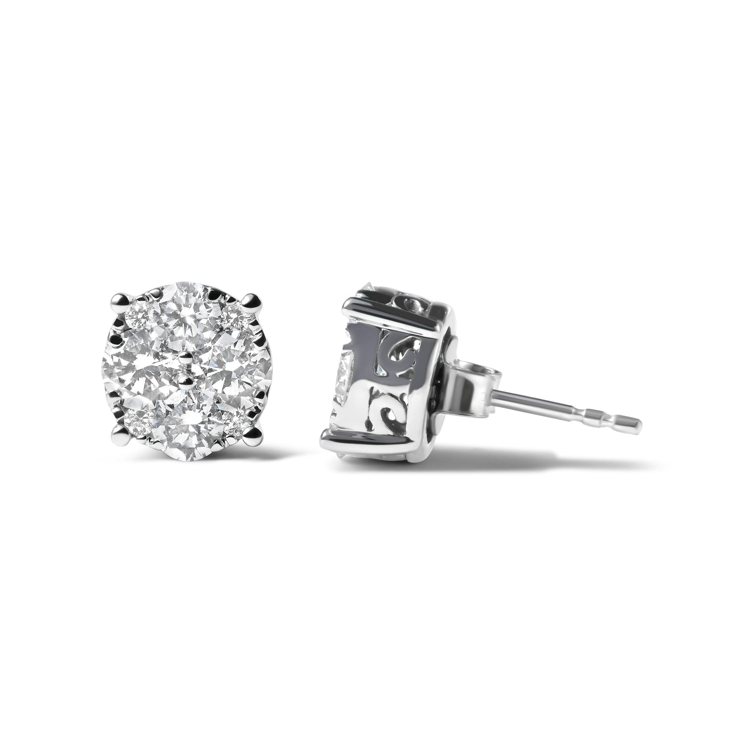 14K White Gold 2.00 Cttw Lab Grown Diamond Cluster Stud Earrings (G-H Color, VS1-VS2 Clarity) by Bids.com