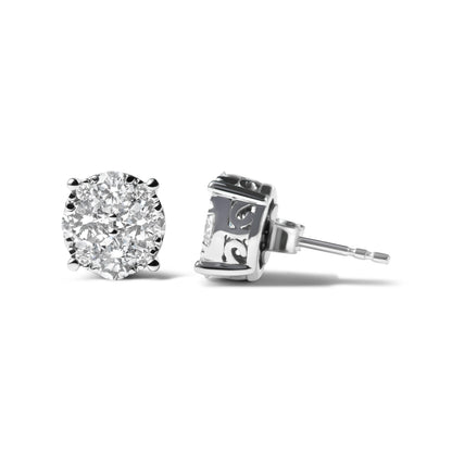 14K White Gold 2.00 Cttw Lab Grown Diamond Cluster Stud Earrings (G-H Color, VS1-VS2 Clarity) by Bids.com