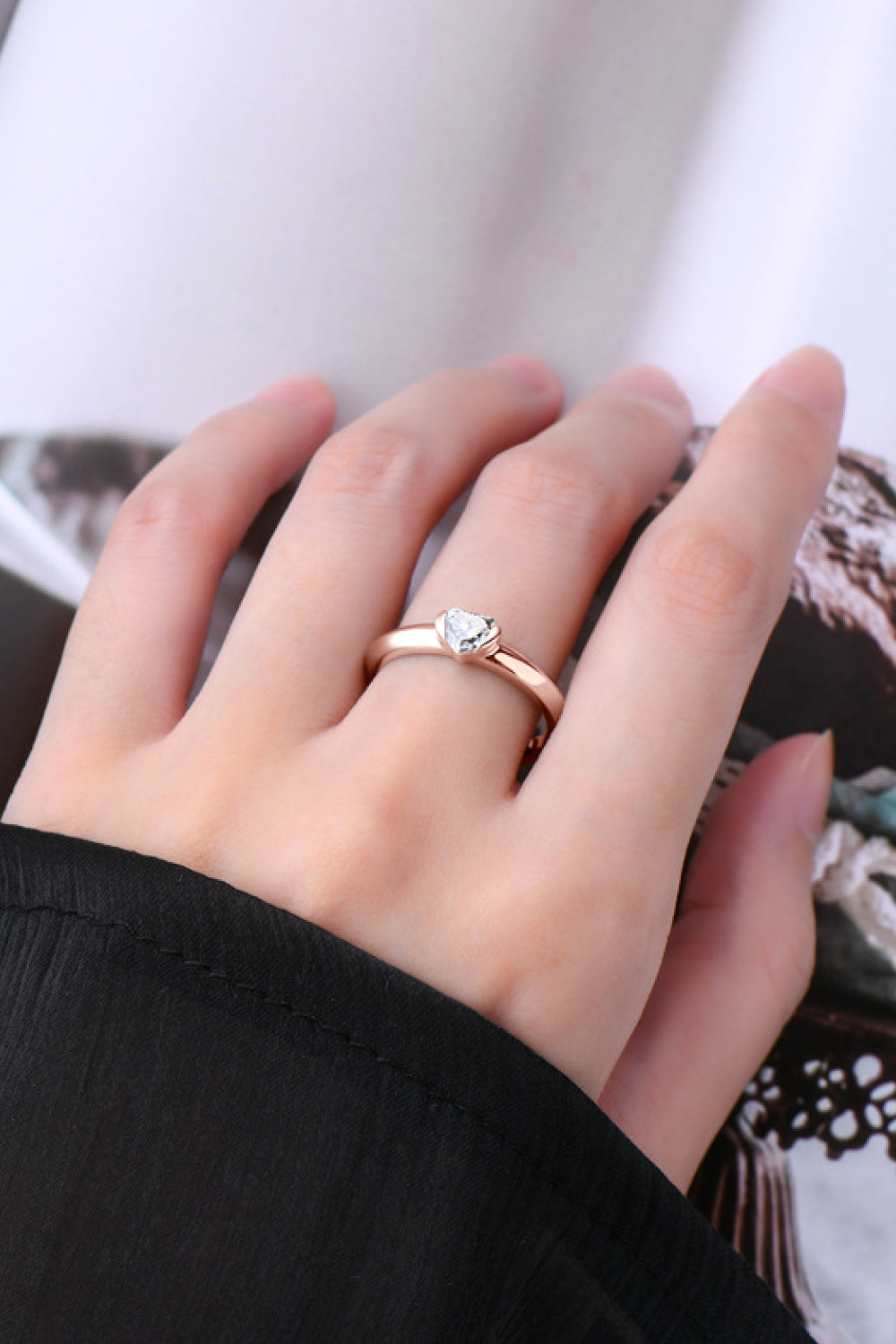 Sparkala™ 18k Rose Gold Over Pure Sterling Silver Heart Solitaire Ring by Sparkala