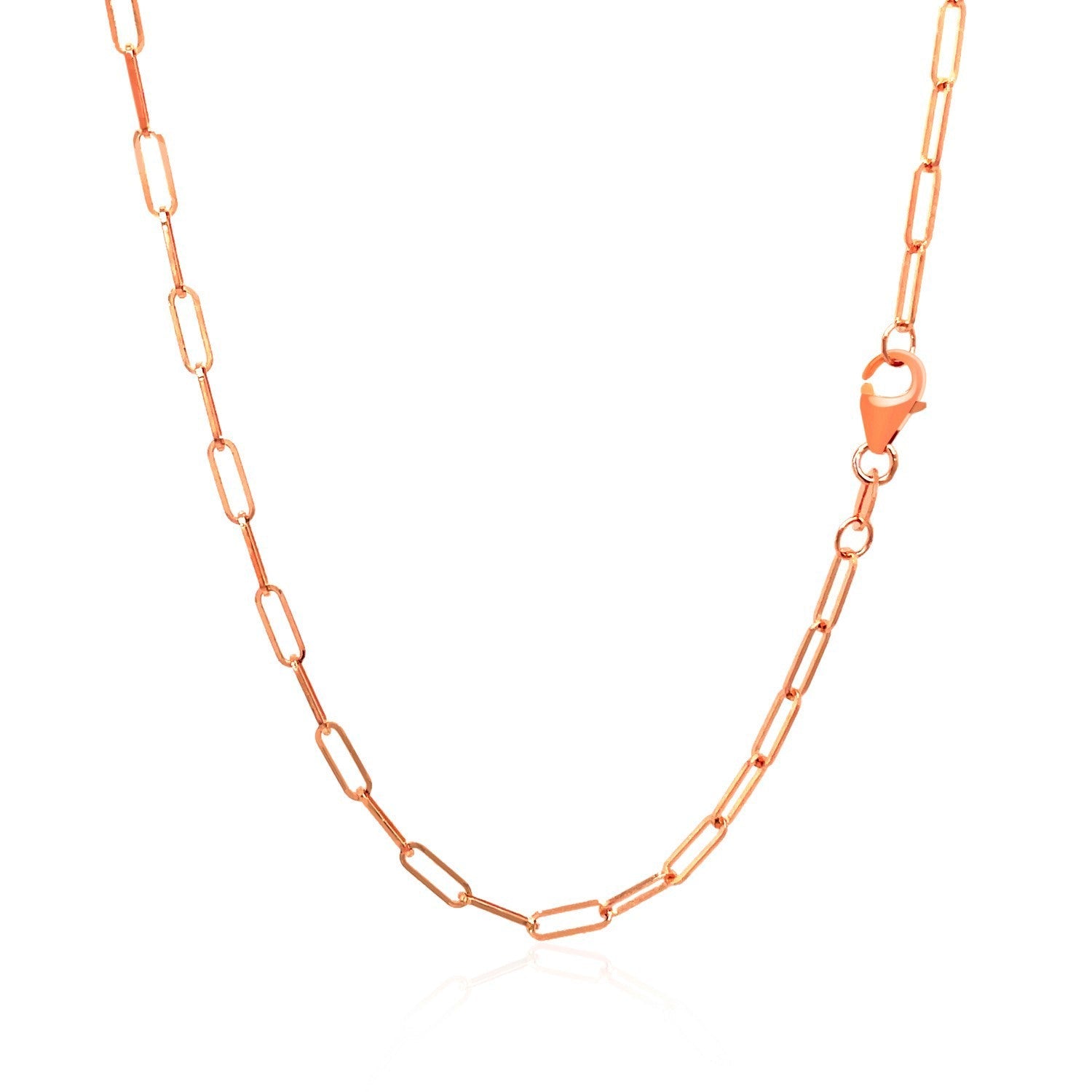 14K Rose Gold Delicate Paperclip Chain (2.1mm) by Bids.com