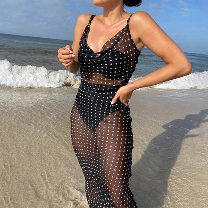 Sexy Cami Dress Autumn Winter Mesh See through Back Self tie Dress by Ragazza