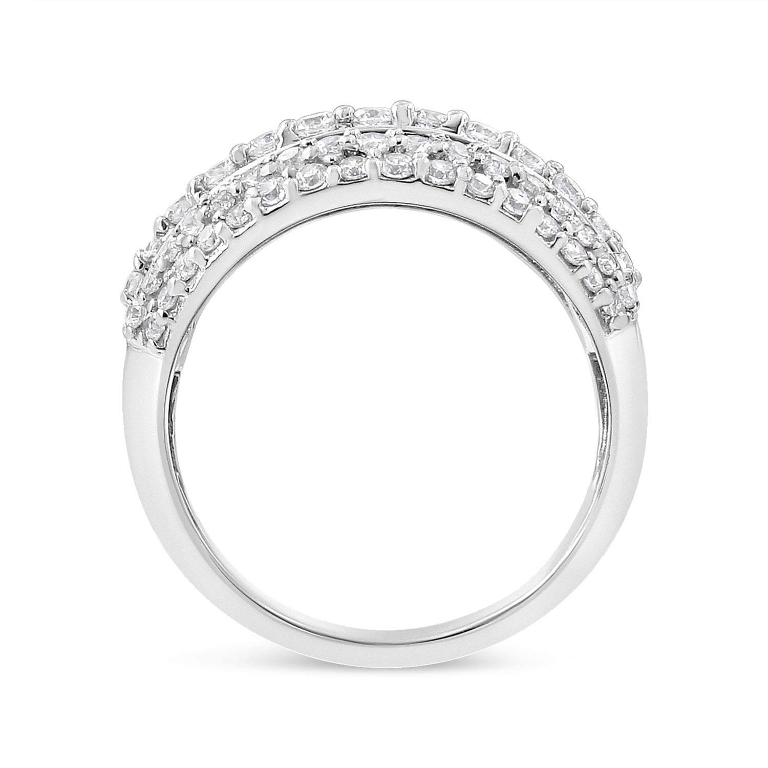 .925 Sterling Silver 2.00 Cttw Round and Baguette-Cut Diamond Cluster Ring (H-I Color, I1-I2 Clarity) - Size 7 by Bids.com