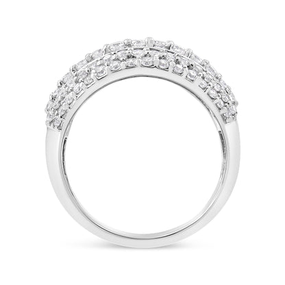 .925 Sterling Silver 2.00 Cttw Round and Baguette-Cut Diamond Cluster Ring (H-I Color, I1-I2 Clarity) - Size 7 by Bids.com