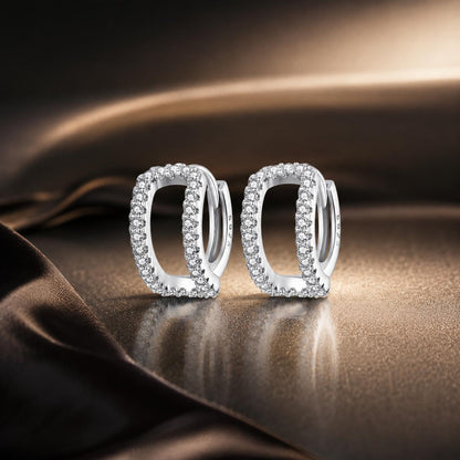 925 Sterling Silver Earrings with White Gold Plating and Pavé Setting CZ for Women  DestGlow