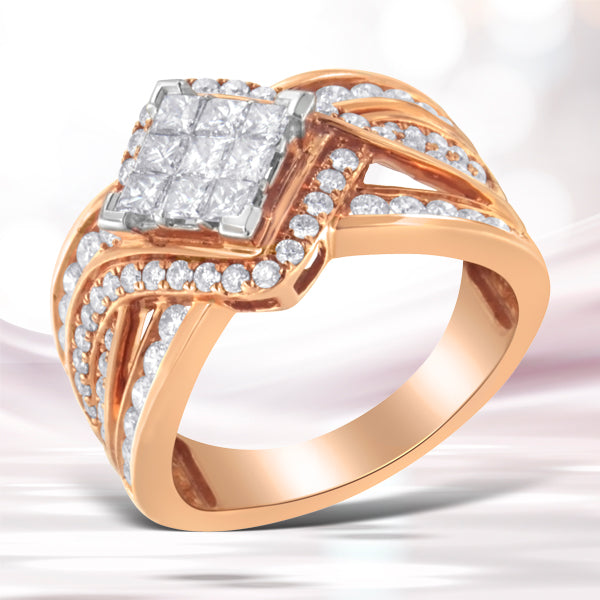 Two-Tone 10KT Gold Diamond Bypass Cocktail Ring (1 1/2 cttw, H-I Color, I1-I2 Clarity) by Bids.com