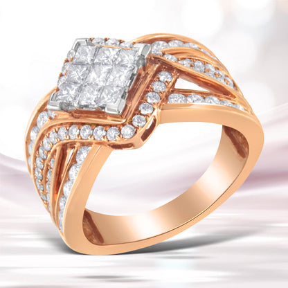 Two-Tone 10KT Gold Diamond Bypass Cocktail Ring (1 1/2 cttw, H-I Color, I1-I2 Clarity) by Bids.com
